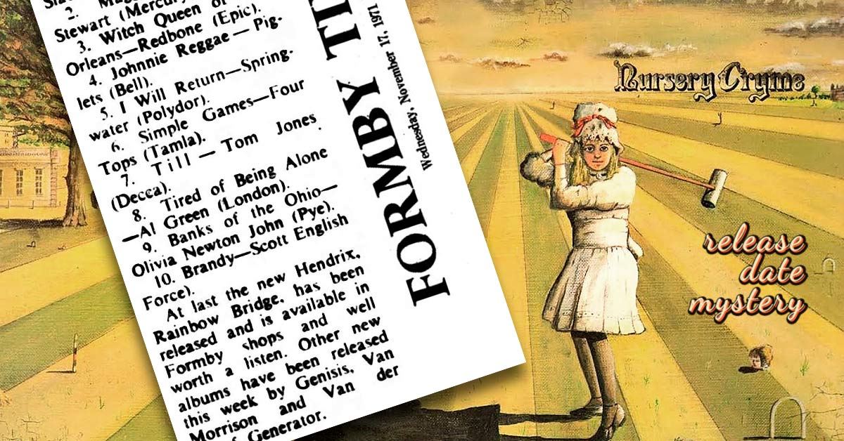 Genesis Release Dates Nursery Cryme