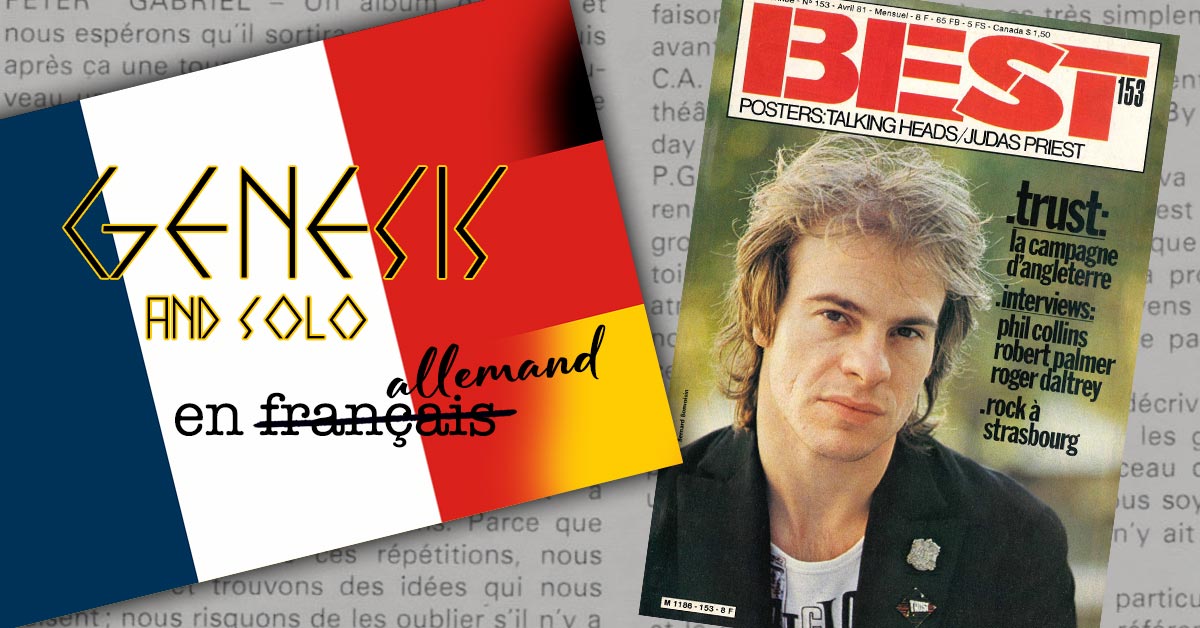 PHIL COLLINS Interview im französischen BEST Magazin 1981